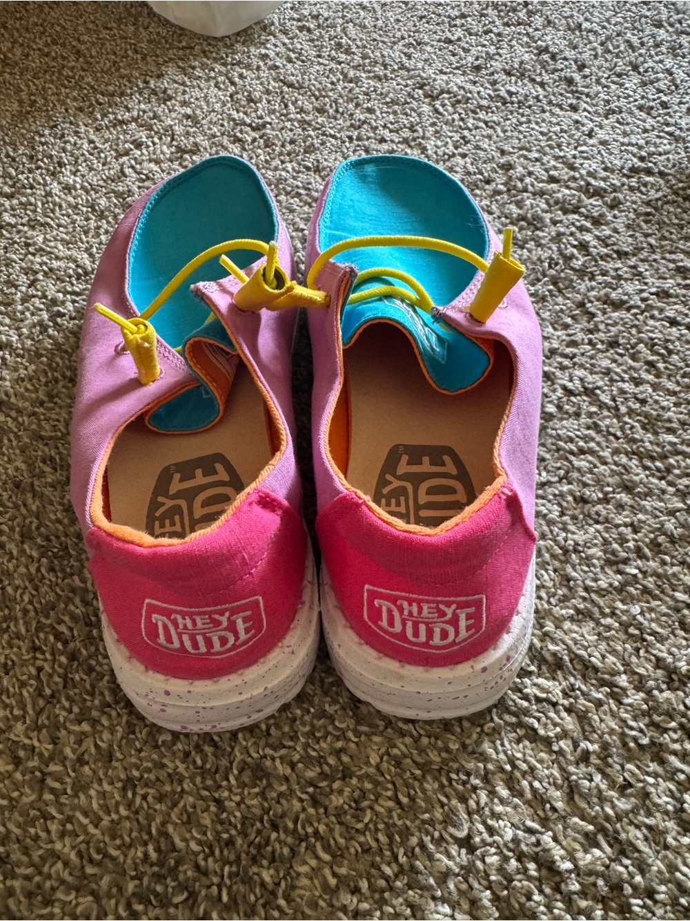 Hey Dude women’s Pink, Turquoise & Yellow Casual Slip-Ons - Picture 3 of 6